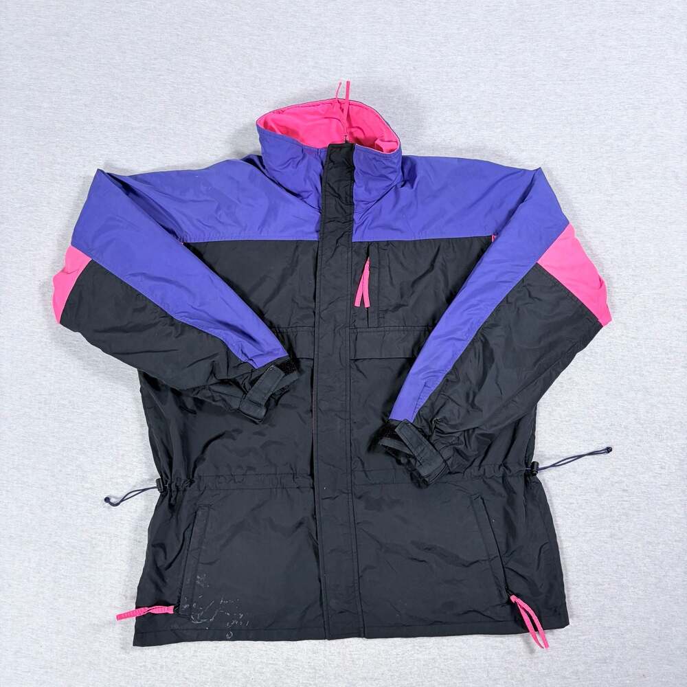 Vintage 90s Columbia Gizzmo Colorblock Nylon Shell Jacket Mens Black Purple Pink